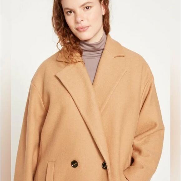 UNIVERSAL STANDARD Blair Double Breasted Wool Coat Tan Camel Sz 8 NWT $259 - Picture 2 of 5